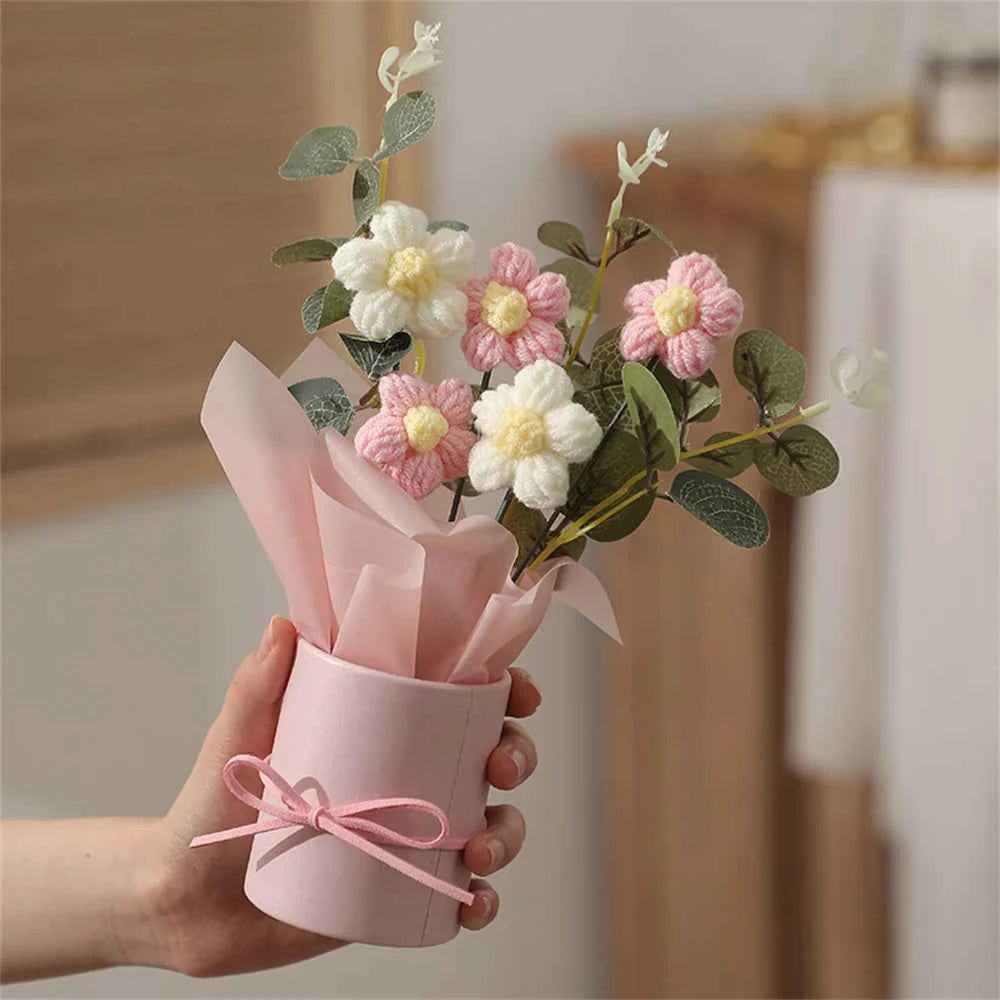 Cozy Hand-Knitted Wool Bouquet – Timeless Handmade Decor