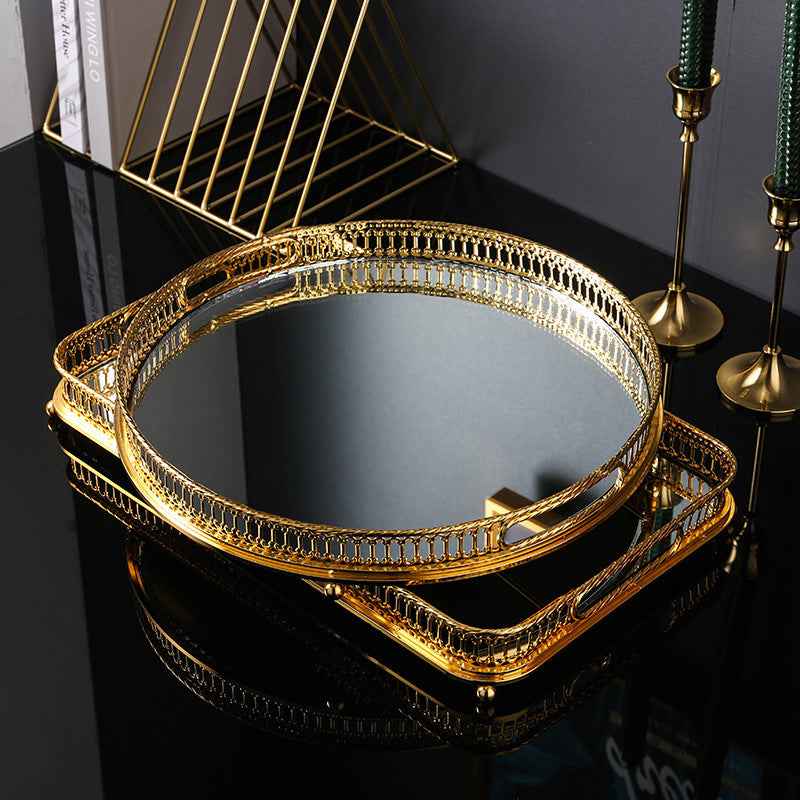 Elegant Round Glass Tray – Decorative Plate for Living Room