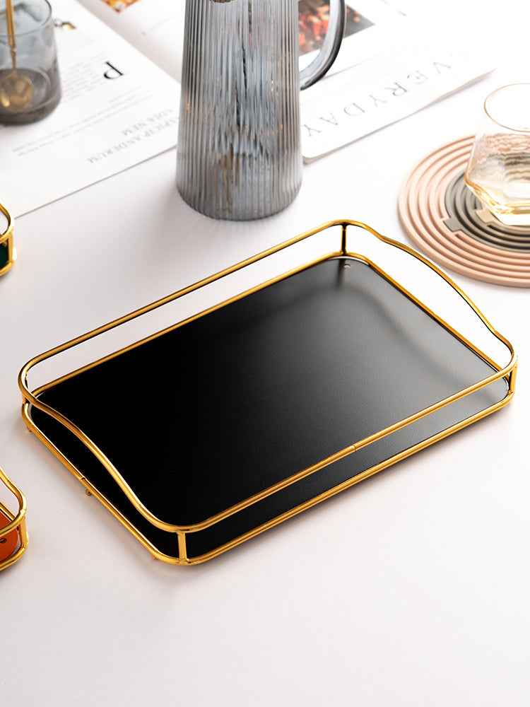 Modern Iron Tea Tray – Elegant Storage for Cups & Essentials